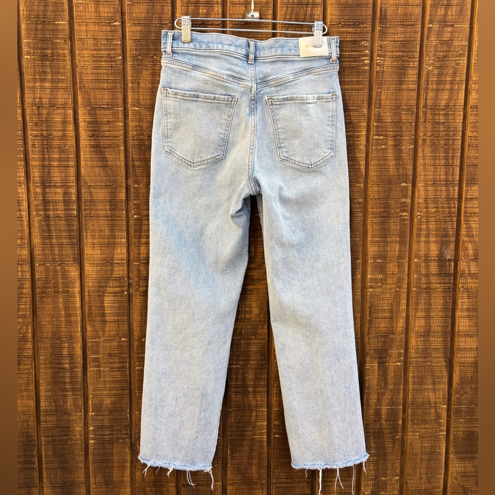 Express Straight Ankle Light Blue Wash High Rise Jeans